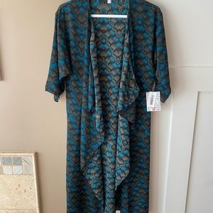 LuLaRoe Small Shirley Olive Green & Turquoise